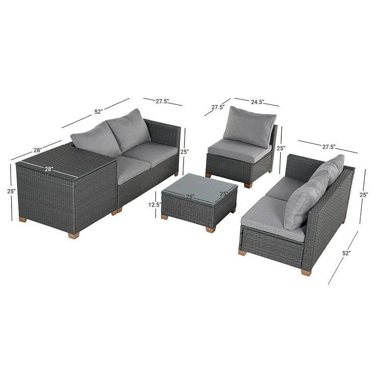 5 Piece Outdoor Modular Sectional Sofa Sets