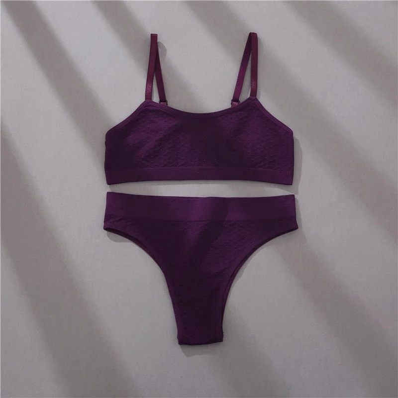 FINETOO S-2XL Women Seamless Bra Lingerie Set Sexy Push Up Crop Top Brazilian Panties Active Sports Sets Fitness Top Underwear