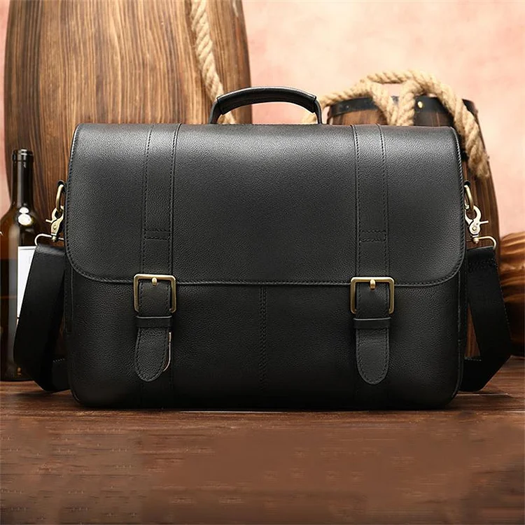 Men's Genuine Leather Handbag Large Capacity Waterproof Crossbody Bag
