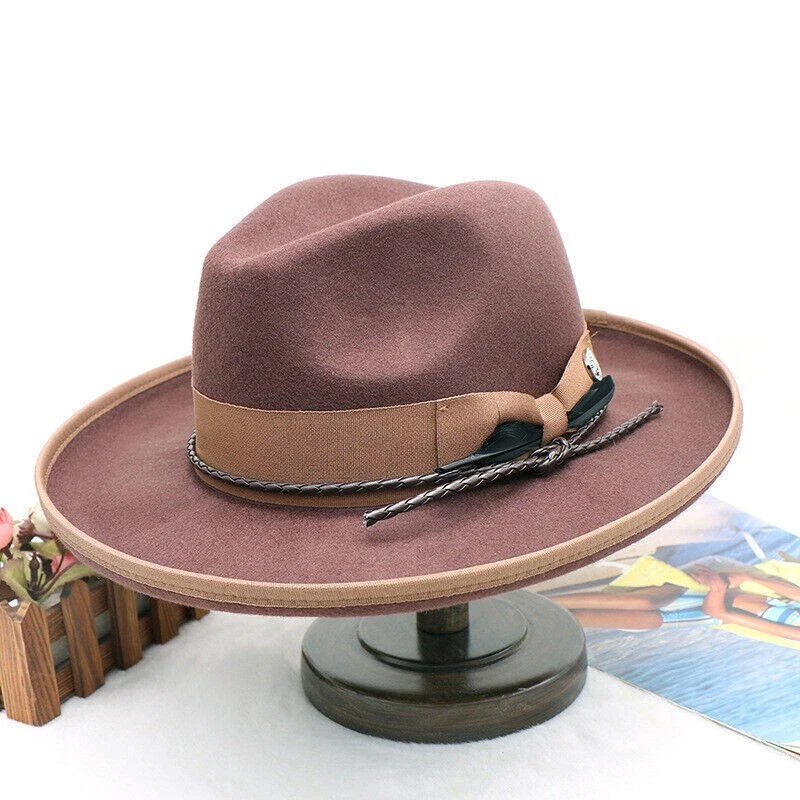 Vintage Wool Felt Top Hat, British Jazz Top Hat-Brown