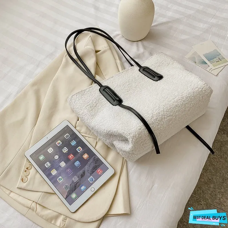Top Handle Plush Tote Bag