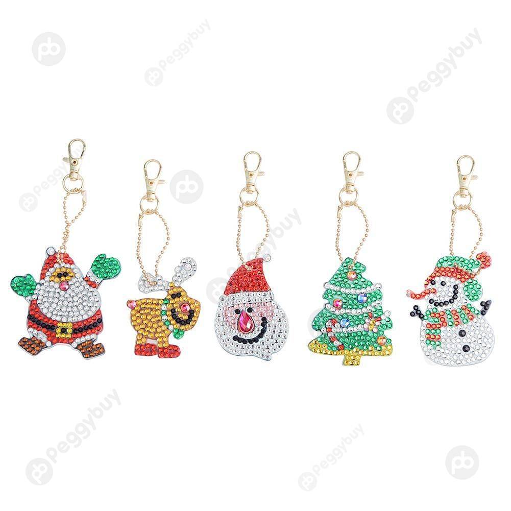 

5pcs Christmas-DIY Creative Diamond Keychain, 501 Original