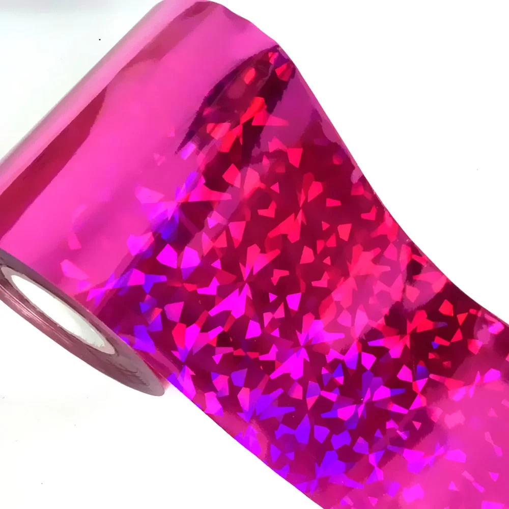 8CMx120M Holographic Broken Glass Nail Foils Laser Blue Green Hot Stamping Transfer Sticekrs Film DIY Full Cover Decals Roll-Nail Inspo