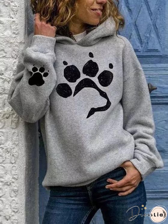 Cute Paw Printed Jumper Hoodie for Women