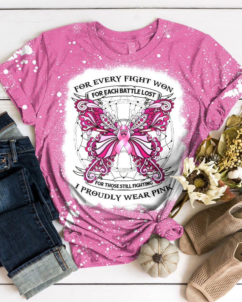 I Proudly Wear Pink Butterfly Breast Cancer Tee