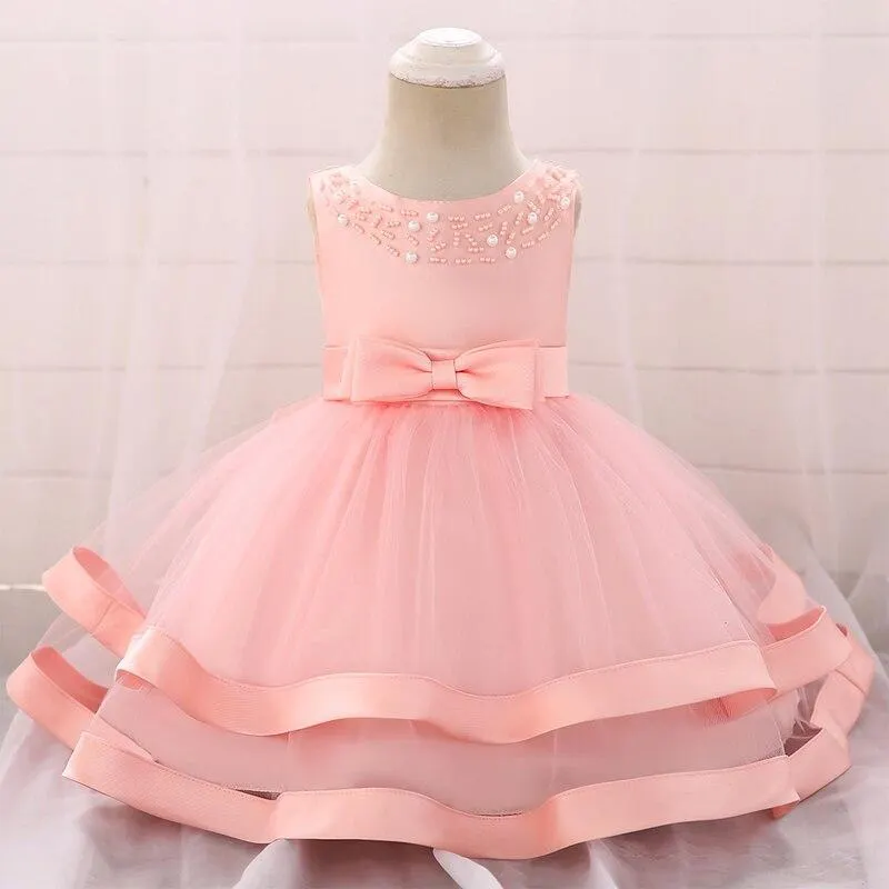 2021 Summer Pageant  Infantil 1st Birthday Dress For Baby Girl Baptism Clothes Floral Princess Dresses Toddler Party Wedding