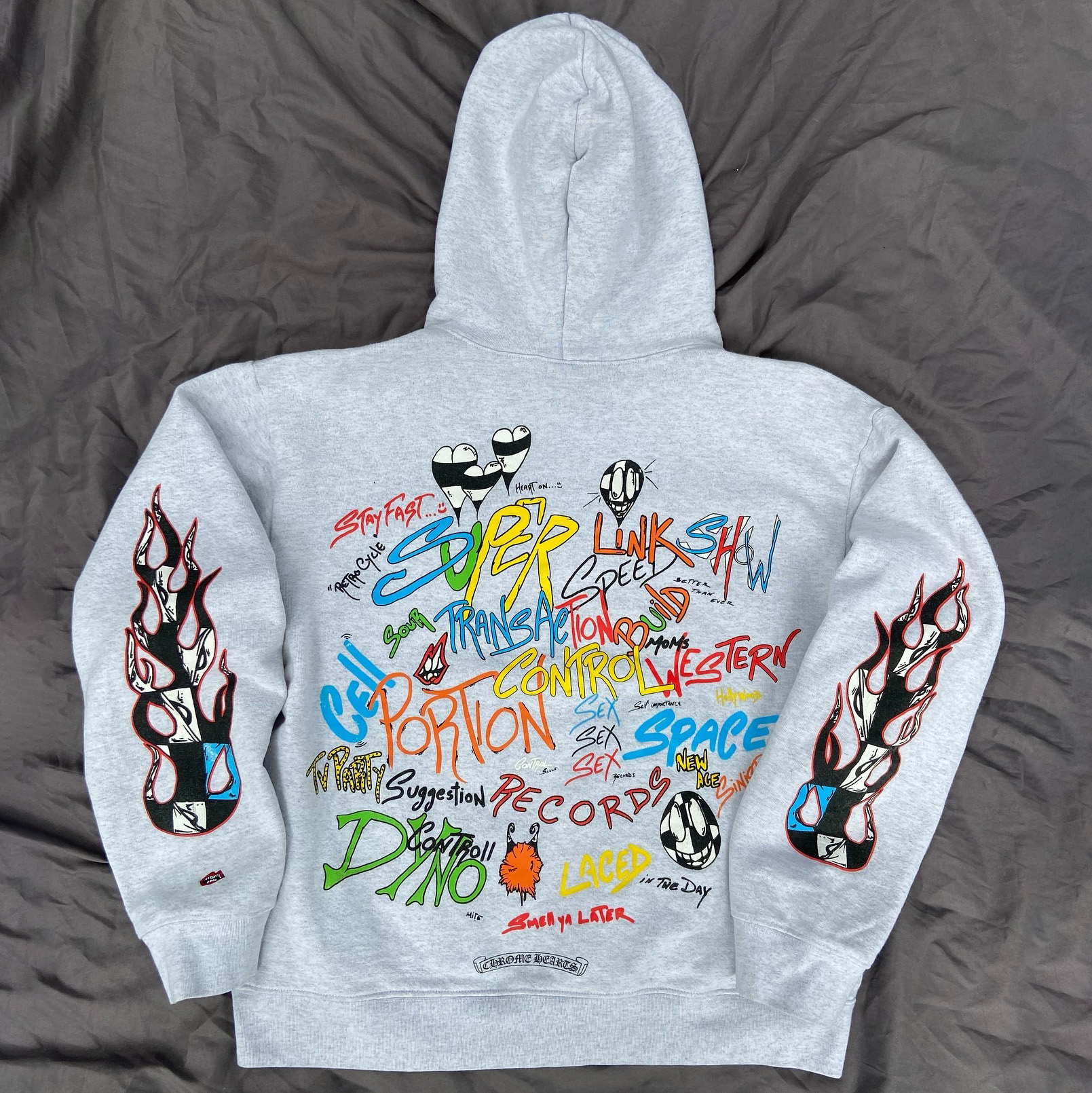 Flame Multi-Element Print Long Sleeve Hoodies