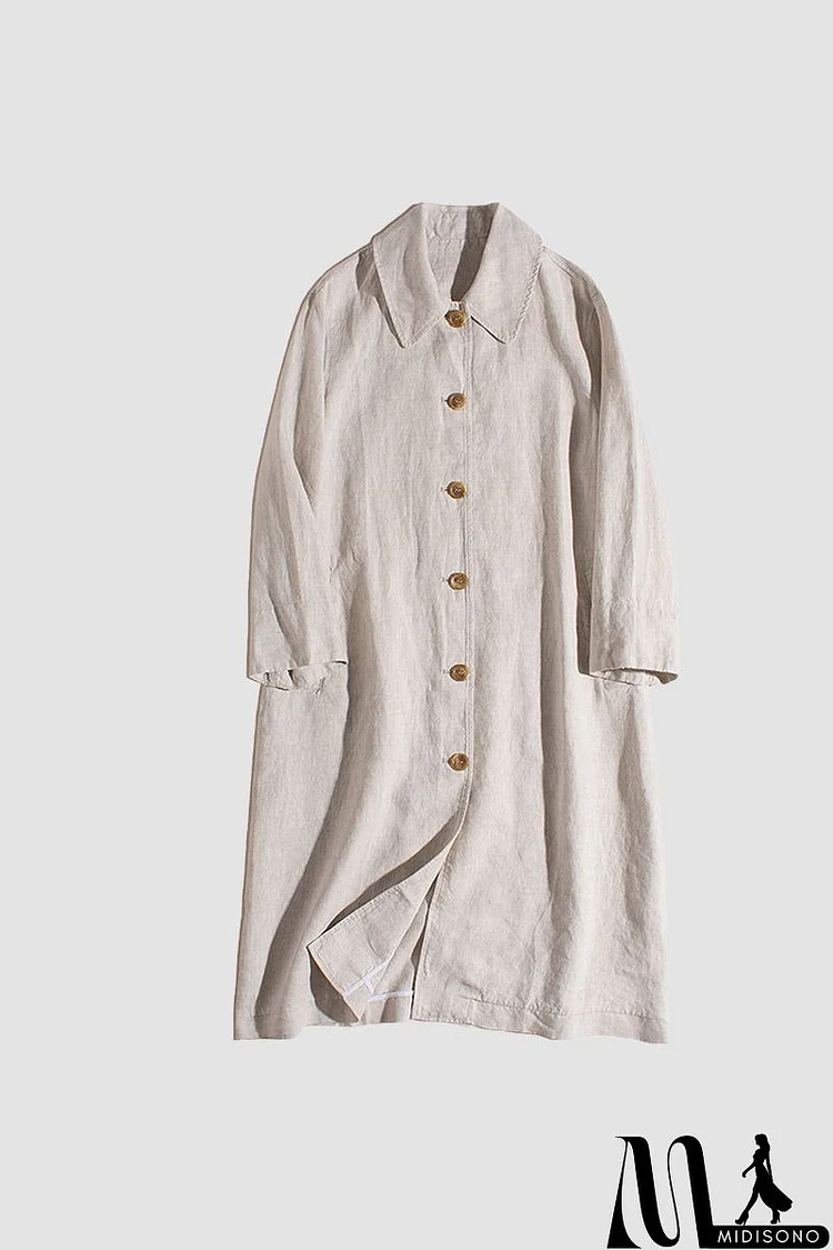 Daisy Linen Classic Collar Buttoned Coat