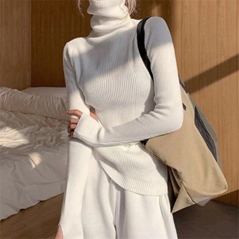 Toloer Winter Pullover Women Turtleneck Sweaters Casual Soft Heaps Collar Knit Sweater Women 2022 Basic Tops Warm Jumper 23797