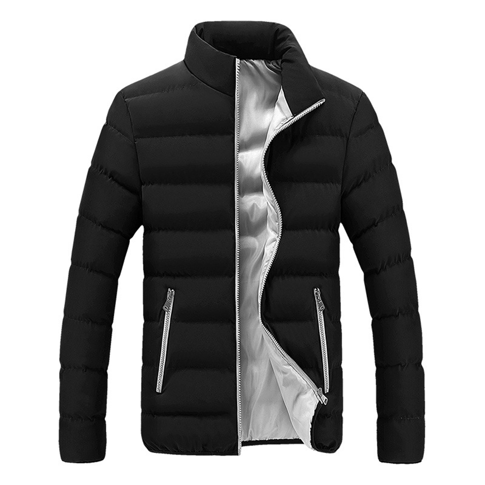 

Men Winter Jacket Stand Collar Solid Zipper Coat Male Slim Fit Outerwear, 501 Original