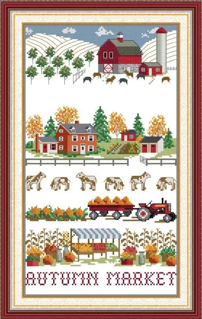 Fall On The Farm-Joysunday 14CT Stamped Cross Stitch-26*41cm(Canvas） gbfke