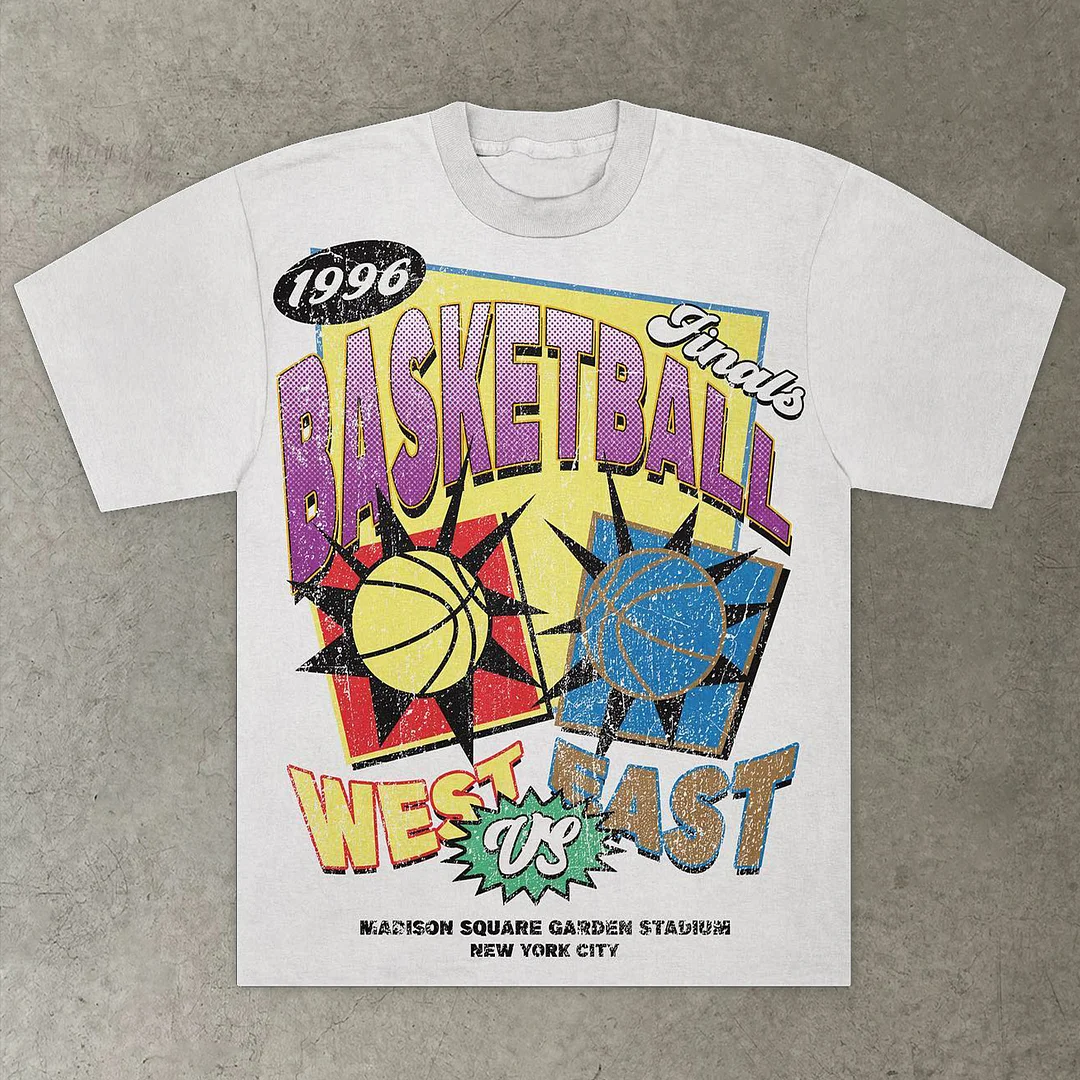 Basketball Championship Print Casual Retro T-Shirt