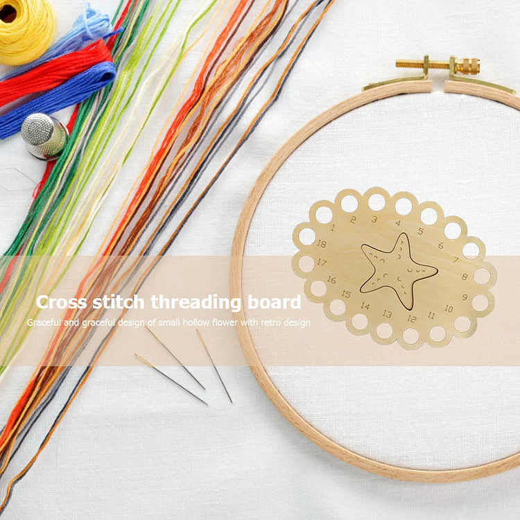 Wooden Carved Cross Stitch Thread Board Embroidery Thread