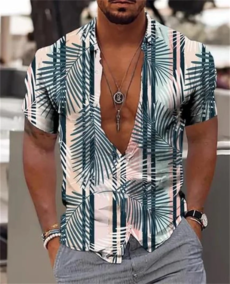 Kakacloud Men's Shirt Hawaiian 3D Printed Short Sleeve Polo Shirt Casual Beach Men's Couple Social Shirt Clothing
