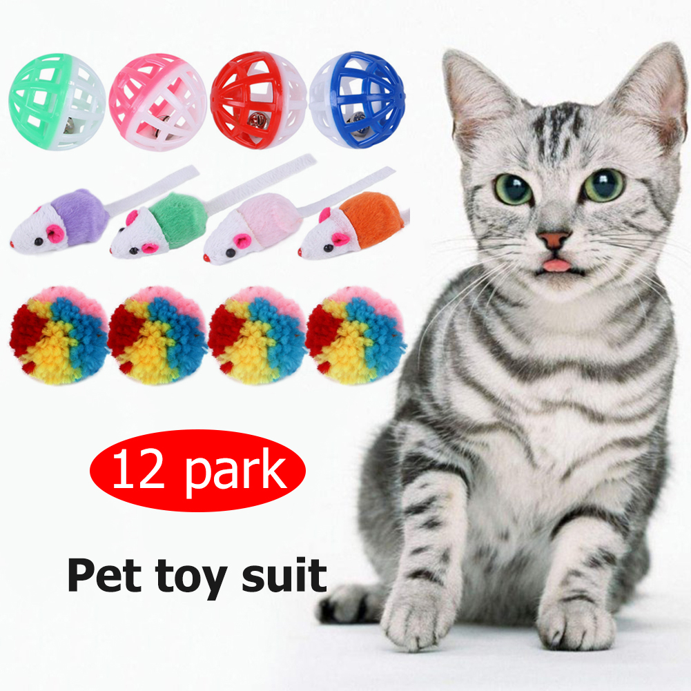 

12pcs Pets Cat Dogs Training Mouse Bell Balls Kitten Teaser Funny Toys Kit, 501 Original