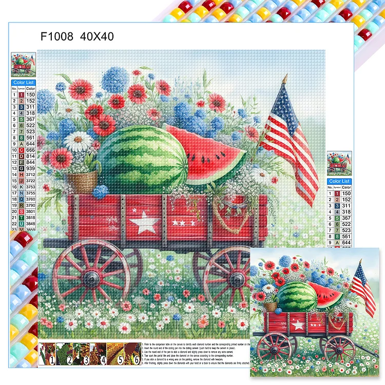 Independence Day Watermelon Garden 40*40CM (Canvas) Full Square Drill Diamond Painting gbfke