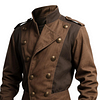 Men's Vintage Brown Double-Breasted Military-Style Jacket by Inlyline