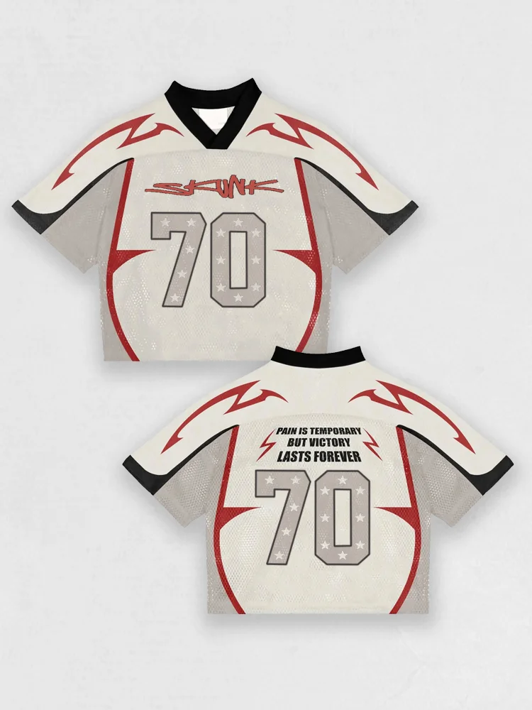 Vintage Sports Never Give Up Jersey V-neck T-shirt