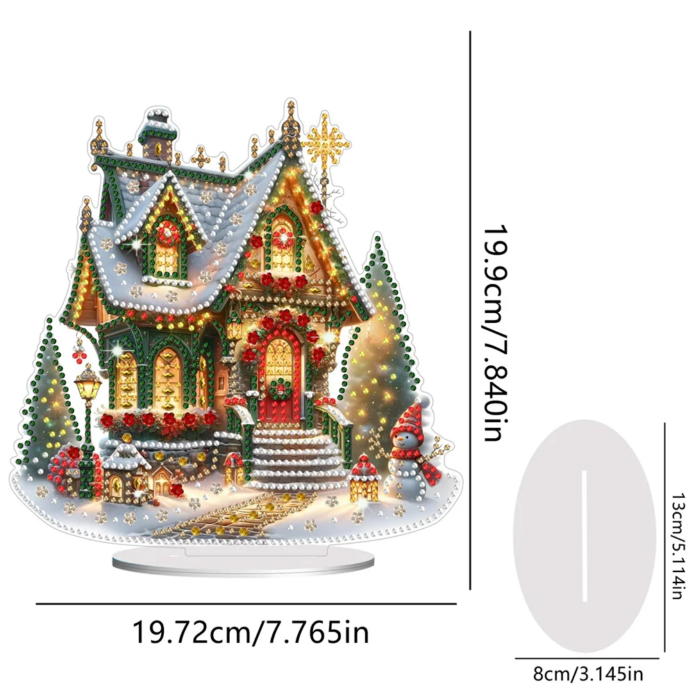 DIY Christmas House Acrylic Special Shaped Decor Desktop Diamond Art Kits for Home