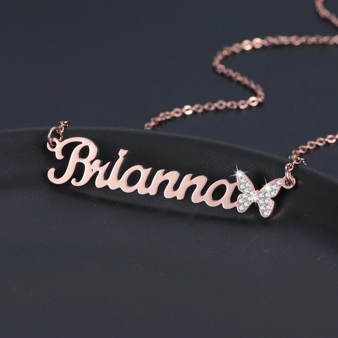 Personalized Custom Name Bling Iced Out Butterfly Necklaces Pendant-VESSFUL