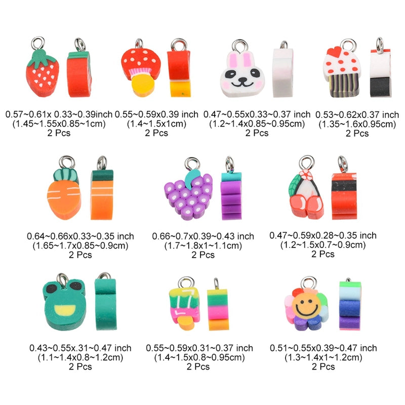 20 PCS/Package Soft Clay Animal Fruit Pendant Jewelry Accessories