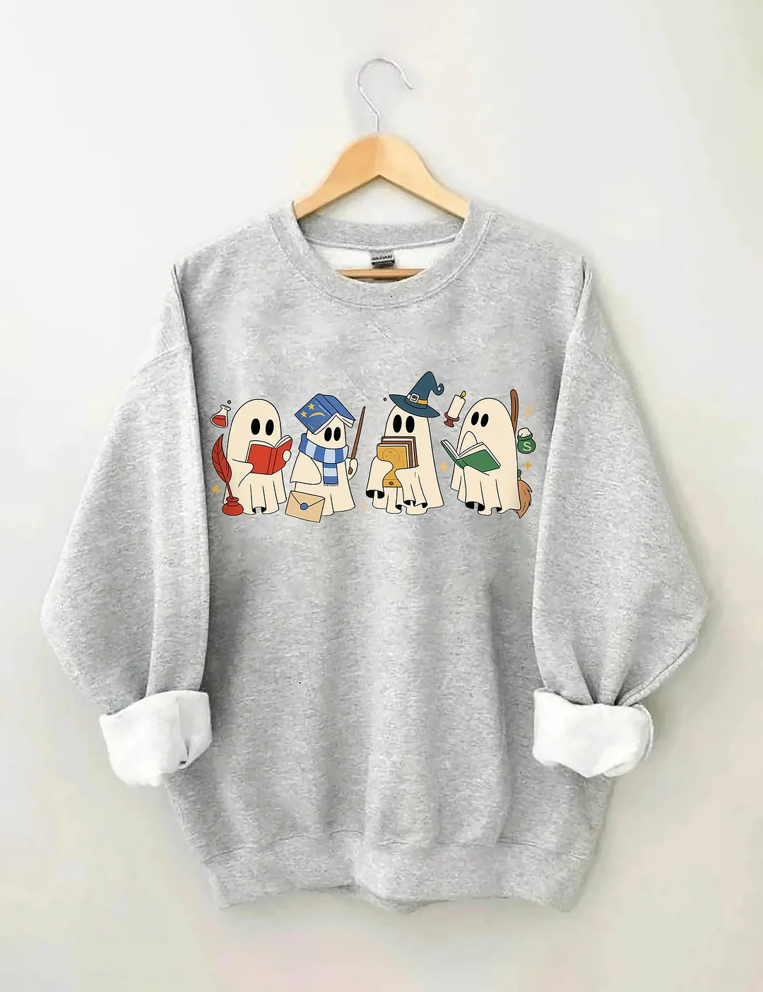 Halloween Ghosts Reading Book Sweatshirt