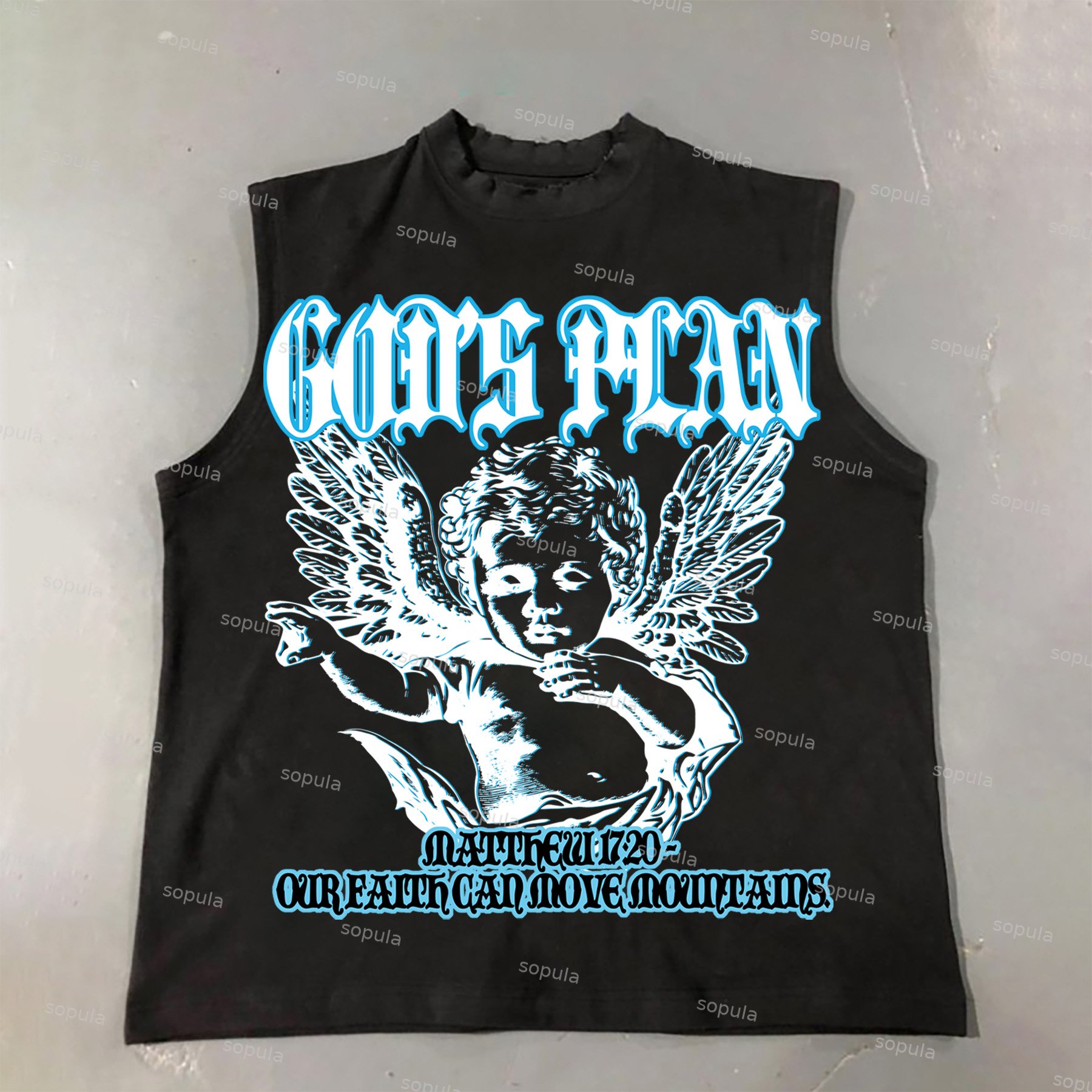 Sopula Angel Graphics God's Plan Bible Print Cotton Sleeveless Tank Top - Sopula｜Premium Graphic Tees & Graphic Clothing