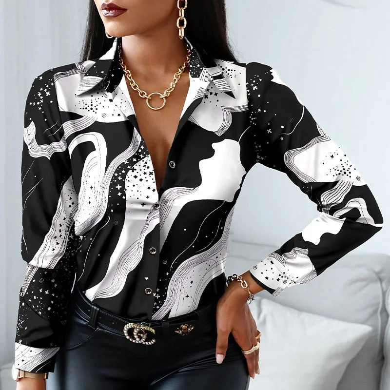 Women Vintage Floral Print Lacing Blouse Shirt Autumn Long Sleeve Sexy V Neck Ladies Top Casual Button Female Fashion Slim Blusa