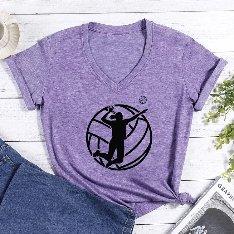 Volleyball V-neck T Shirt-Annaletters