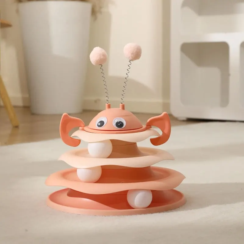 Interactive 3-Layer Cat Toy Tower