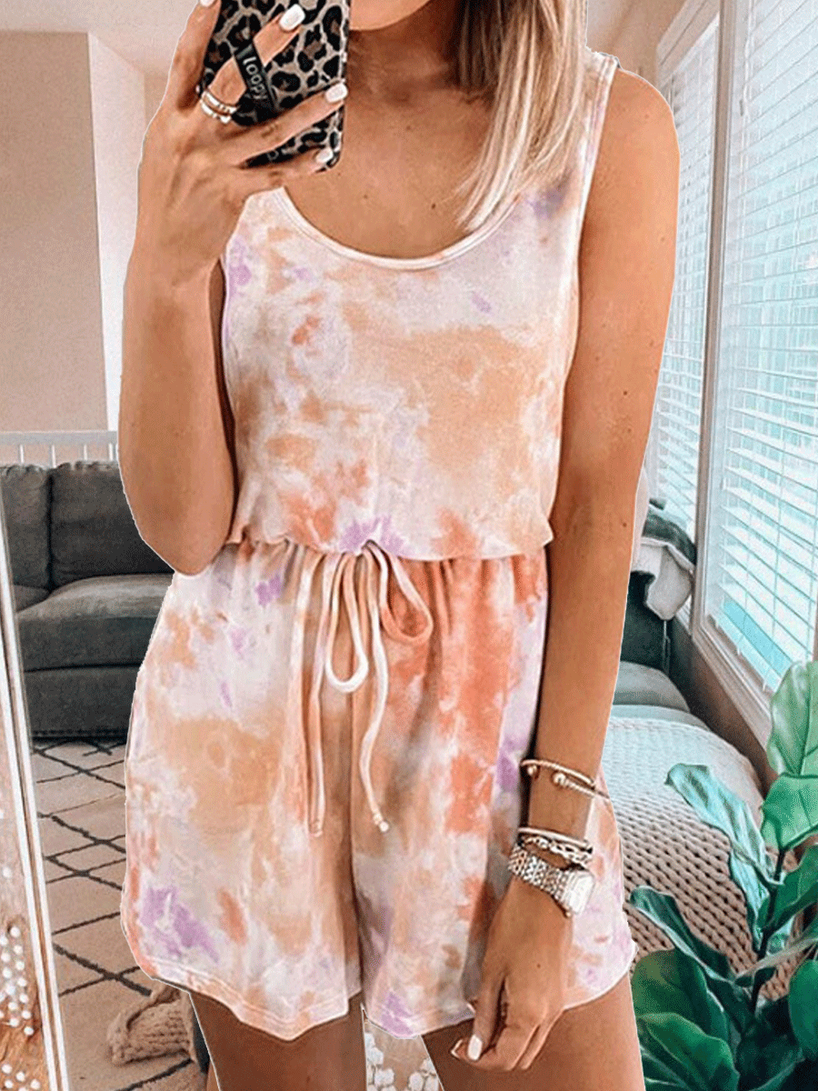 Tie-dye Casual Vest Jumpsuit