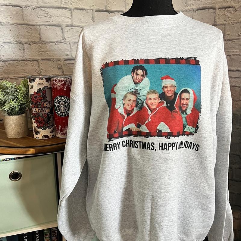 Loveyoufancy NSYNC Merry Christmas Happy Holidays Sweatshirt