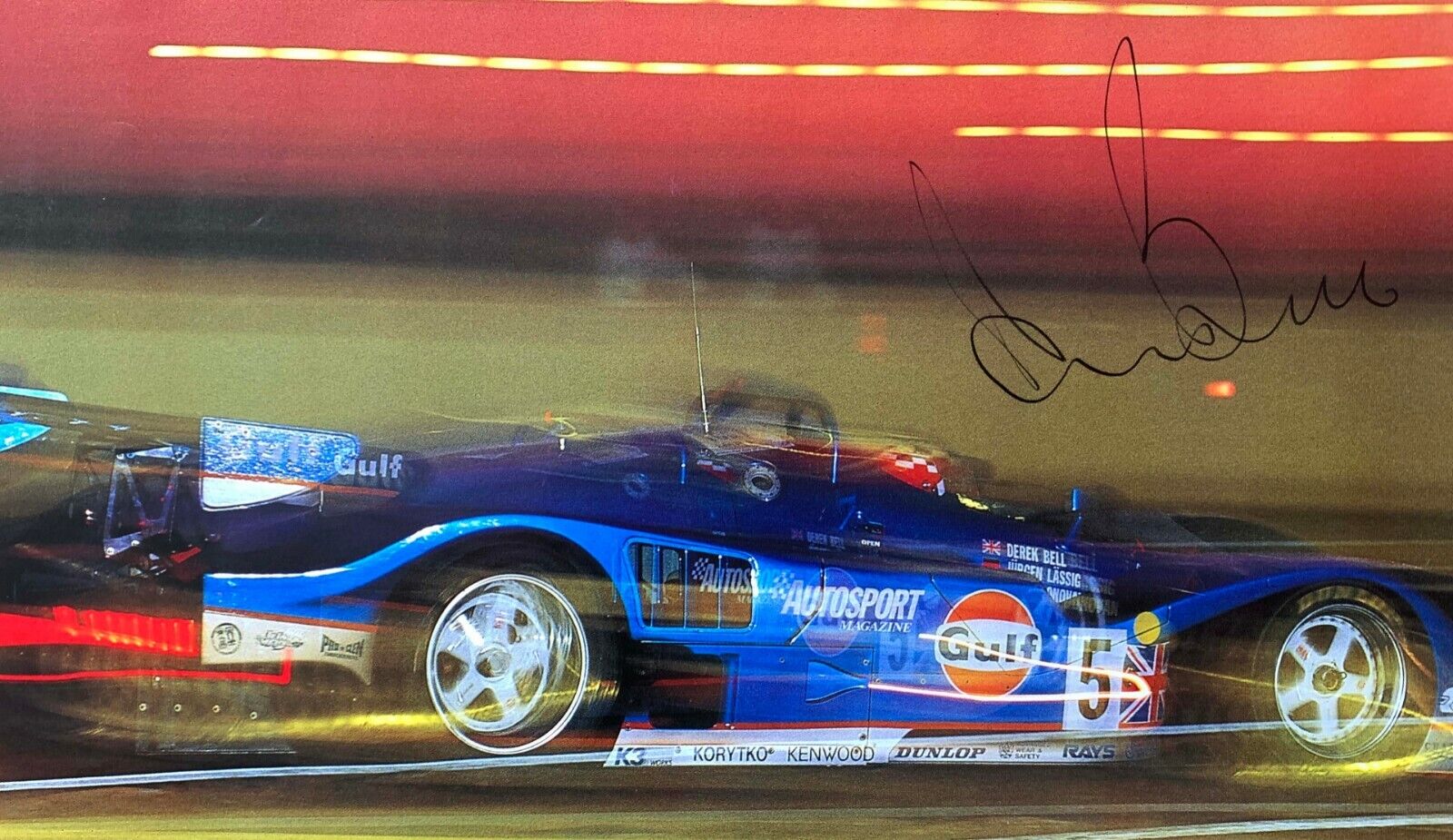 Derek Bell Porsche Kremer K8 Spyder Hand Signed Autograph LMP1 Le Mans Gulf