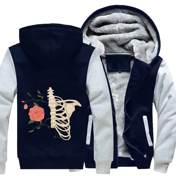 Roses Bloom On Bones, Flower Fleece Jacket