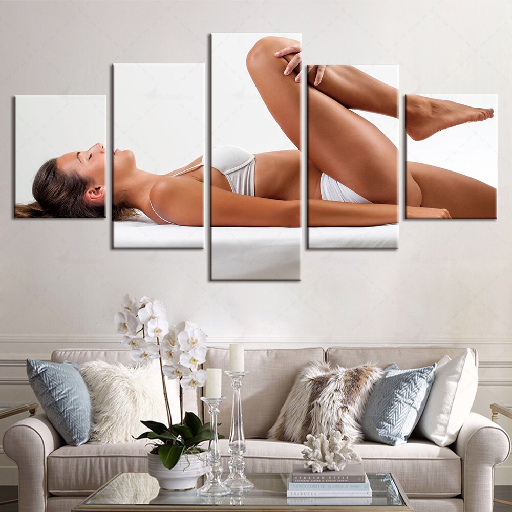 Artsailing Fashion Spa Massage Health Salon Background Wall Decor Unframed HD 5 Pieces Wall Picture Canvas Beauty Shop Artwork