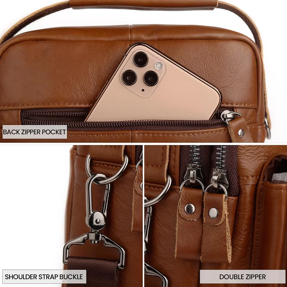 Summer Latest Soft Leather Cell Phone Purse Small Messenger Bag Genuine Leather Man Bags Boys Sling Shoulder Crossbody Bags