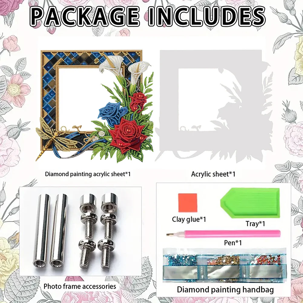 5D DIY Flower Acrylic Special Shape Diamond Painting Picture Frame