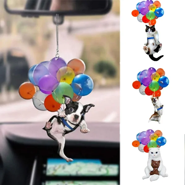 Fly Dog Cat With Bubbles Car Hanging Ornament