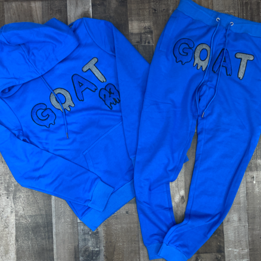 Fashion blue goat printed Hoodie suit
