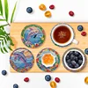 6Pcs/set Diamond Painting Stained Glass Art Bird Coaster Cup Cushion with Rack Cup Pad Decor