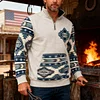 💥2025 New Arrivals!Mens Western Fleece Jacket Cowboy Bull Head Print Pullover 1/4 Zip Up Stand Collar Country Sweatshirts Western Gifts For Men With Pocket