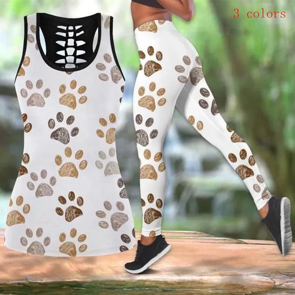 Women Fashion 3D Print Two Pieces Set Sleeveless Shirt And Legging Summer Combo Cat Tailor Tank Top & Legging Outfit Plus Size S-5Xl - Shop Trendy Women's Fashion | TeeYours