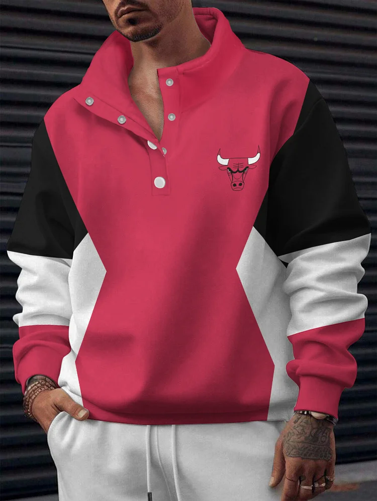 Chicago Bulls 2025 New Design Casual Snap Mockneck Pullover