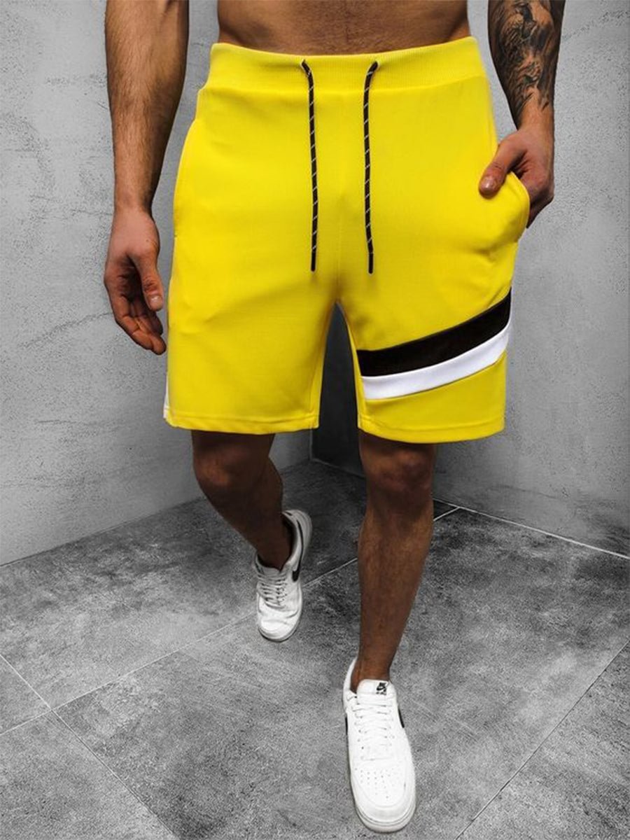 Men's Casual Lace up Yellow Printings Sports Shorts