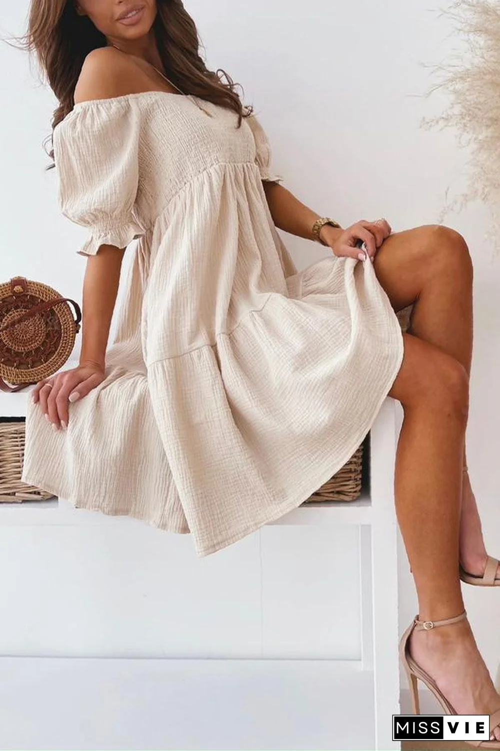 Enchanted Off The Shoulder Smocked Loose Dress