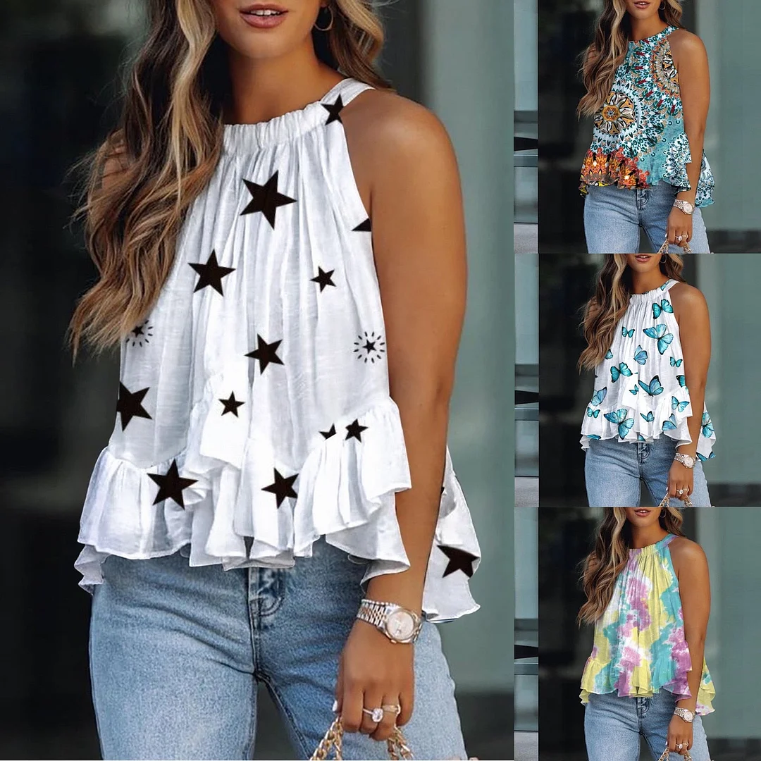 Graduation Gifts   Fashion Floral Print Blouse Shirt Loose Off Shoulder Tops Tee Casual Summer Ladies Female Women Sleeveless Blusas Pullover Tops