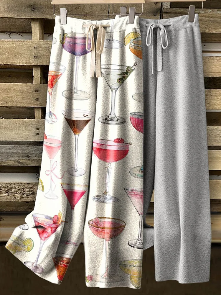 Colorful Summer Holiday Cocktail Decorative Pattern Comfortable Knitted Trousers