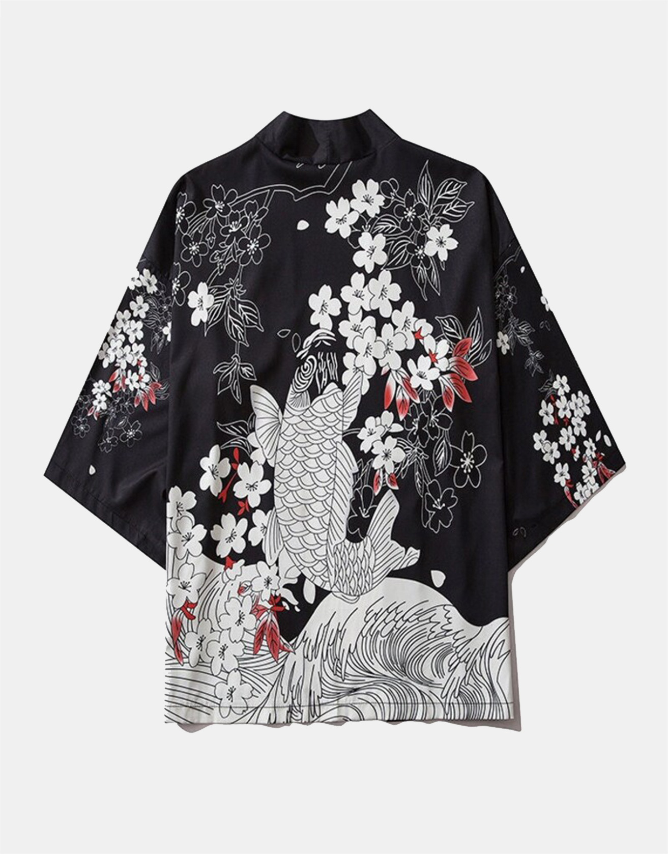 Japanese Streetwear Koi Printed Kimono Shirts Summer Open Front Cardigan / TECHWEAR CLUB / Techwear