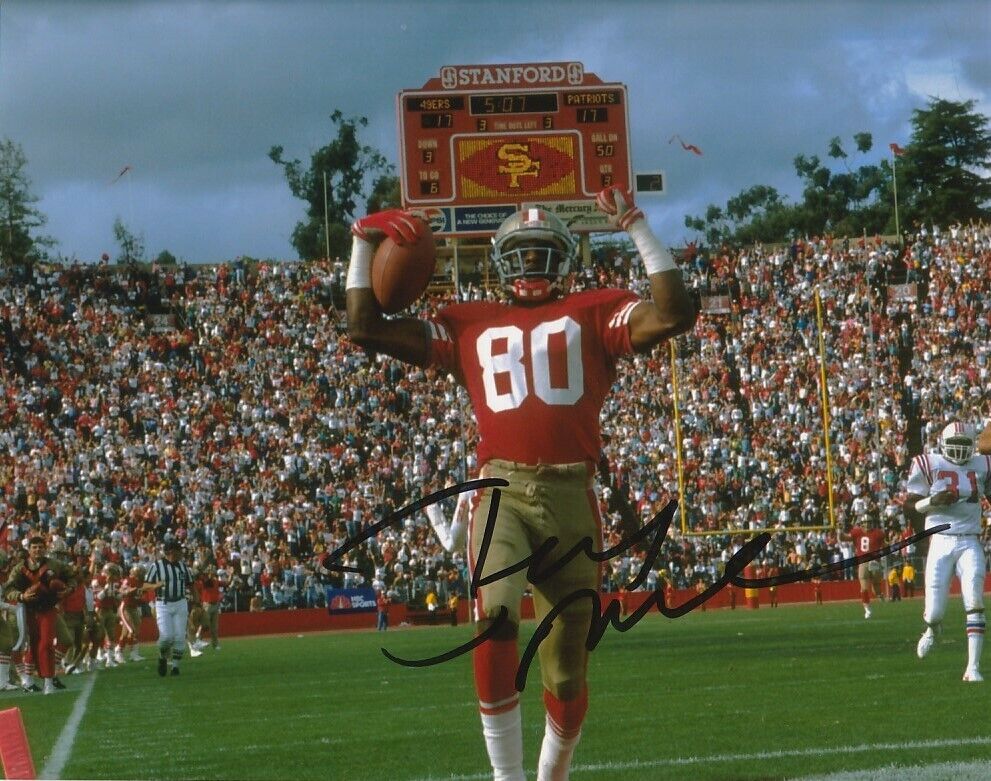 NFL HOF LEGEND JERRY RICE SIGNED SAN FRANCISCO 49ers 8x10 Photo Poster painting #4 AUTOGRAPH