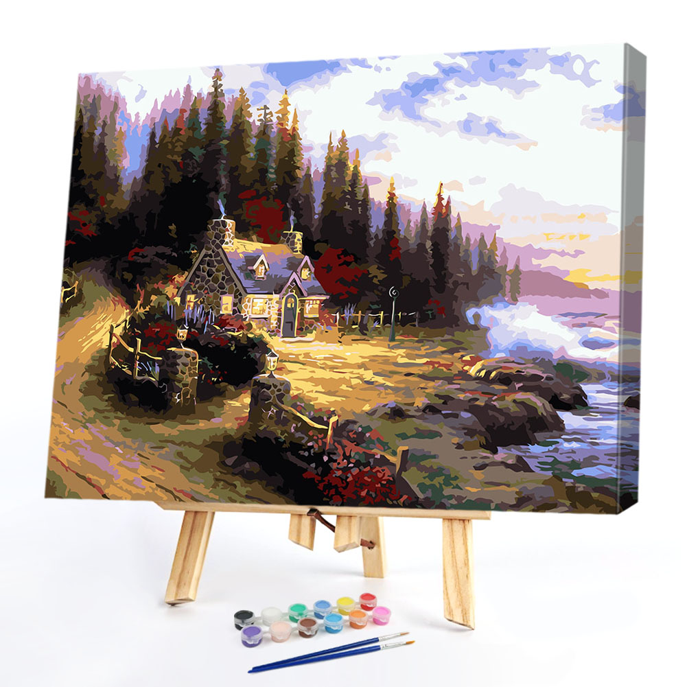 

40*50CM Paint By Numbers-Forest Cabin, 501 Original